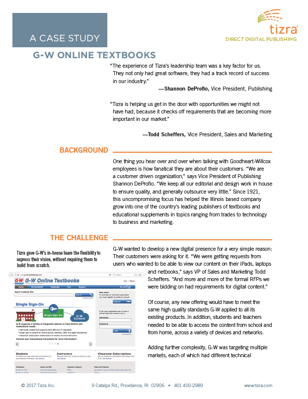 Case Study: G-W Online Textbooks